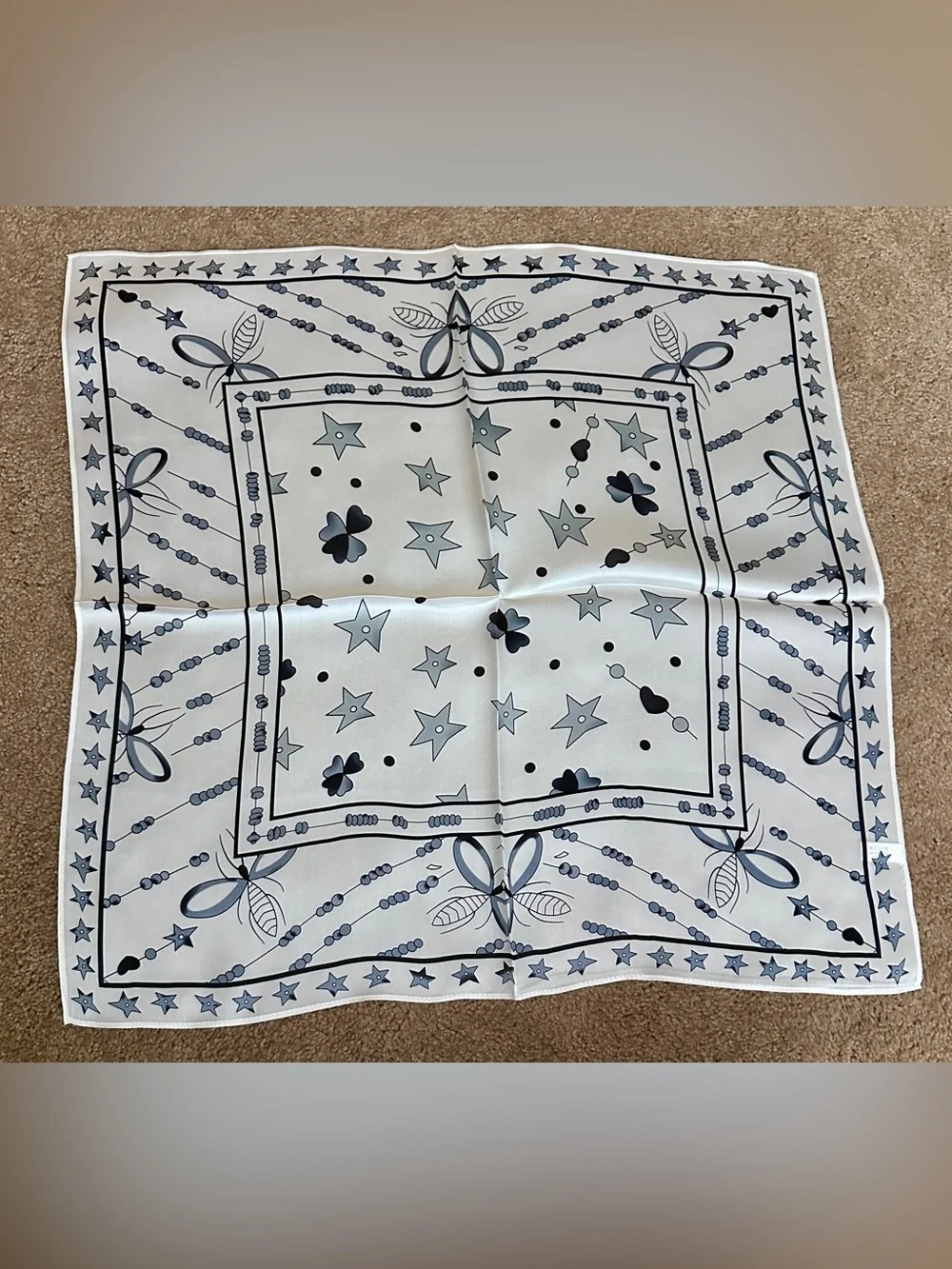 100% Mulberry Silk Scarf - Star & Clover